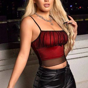 ruched bust mesh crop top